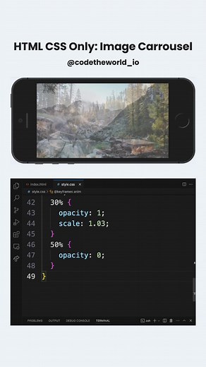 HTML CS Only: Image Carrousel #codetheworld #programmer #programming #developer #studenlife #computerscience #code #short #reels #dev #it #software #softwaredeveloper #webdevelopment #csstransition #coder #navbar #keyboardsound #relax #reply #x #card #hover #coldplay #feelslikeimfallinginlove