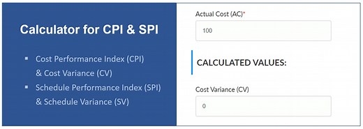 Calculator for Cost/Schedule Performance Index (CPI/SPI) & Variances - Project-Management.info