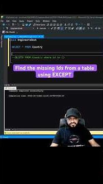 How to find the missing records from the table using Except operator and sub query ? #coding #sql