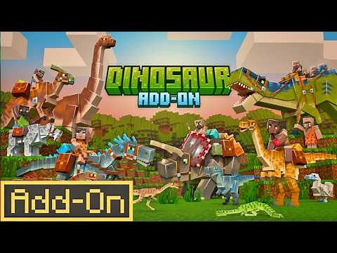 TAME & RIDE DINOSAURS ADDON in your Minecraft Bedrock Survival World!