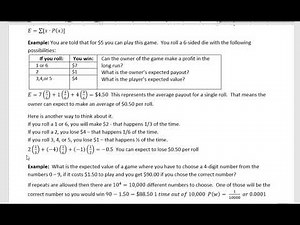 Probability: Expected Value part 1