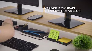 The Original Bamboo Dual Monitor Stand (As Seen On PBS) - 42 Inch Large Monitor Riser for Computer Screens, Laptop or TV - Desk Shelf Adds Storage Space and Improves Ergonomics - Natural