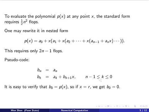 Ch05n3: Roots of Polynomials; Horner’s Algorithm