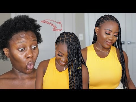 Wow! Easiest DIY Knotless Box Braids on short 4c hair (No Tension) | Beginner Friendly Tutorial