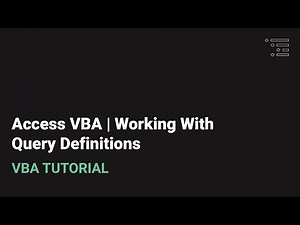 Access VBA | Working with Query Definitions
