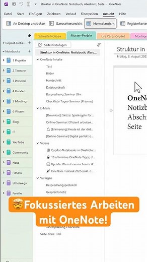😍 OneNote: Kurze Mauswege für effizientes Arbeiten! #onenote