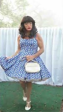 adorable blue shorter 50s dress, petticoats