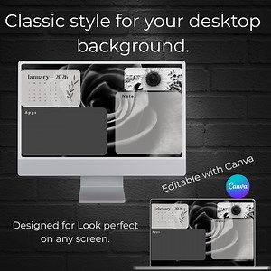 Minimalist Desktop Calendar Wallpaper 2026–2027 | Editable Canva Template | Monthly Planner Background | Digital Download - Etsy Canada