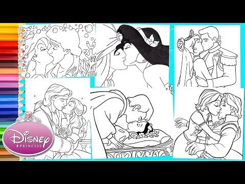 Coloring Disney Princes & Princesses - COMPILATION Coloring Pages for kids