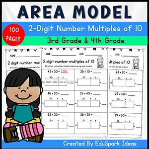 Area Model Multiplication Worksheets - 2 Digit Number Multiples of 10