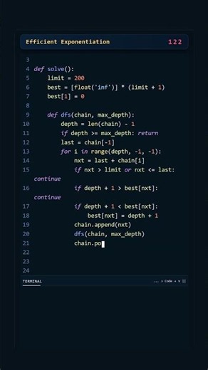 Project Euler #122: Efficient Exponentiation | Python #coding #python #programming