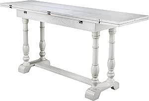 Furniture HotSpot Convertible Dining Table - Expandable Wood Top Seats 2 to 6 - Double Pedestal Base