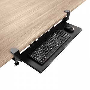 Keyboard Tray Under Desk, Large Size, Silent, Slide-Out Platform, Ergonomic Computer Drawer for Keyboard & Mouse, Black