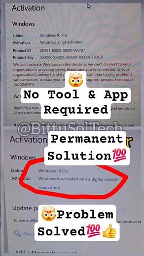 💯 Windows 8, 10, 11 Free Activation 💻💯👍 | Easy Method | #Tech #Solution #Activation