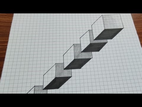 How to Draw CUBES in 3D With PERSPECTIVE _ EASY 3d drawing !|