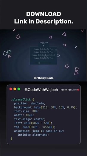Happy Birthday Code With Music | #coding #htmlcss #css3 #webdesign #csscoding