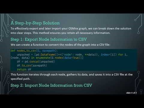 Efficiently Export and Import Graphs with OSMnx and NetworkX