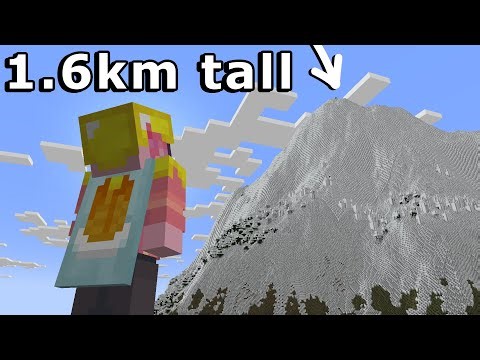 climbing a realistic-height mountain in VR minecraft