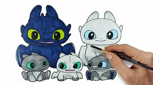 How To Draw Toothless And Light Fury Babies Step By Step