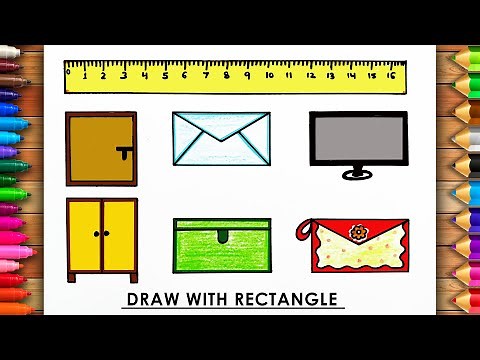 How to draw and colour Rectangular Shape Objects | Draw With Rectangle | Easy Shape Drawing |