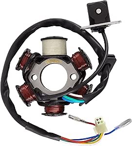 Magneto Stator Coil 5 Wire AC 6 Pole Ignition Stator Magneto for GY6 125cc 150cc Engine Stator Replacement for Scooter ATV Go Kart TAOTAO Dune Buggy(3-pin Square Interface)