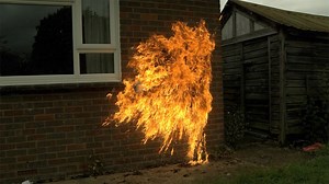 Gav and Dan showcase the beauty of #fire at 100x #slowmotion by firing a petrol bomb at the side of a house. Needless to say, don't do this yourself! | The Slow Mo Guys
