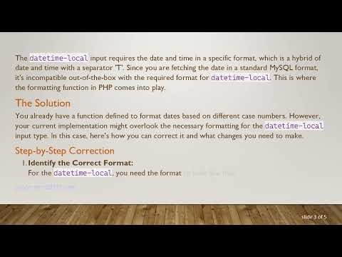 How to Solve the PHP Date Format Issue with datetime-local Inputs