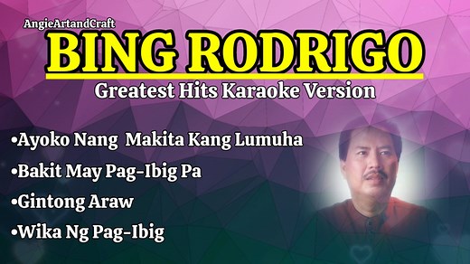 Bing Rodrigo Greatest Hits Karaoke Version •Ayoko Nang Makita Kang Lumuha •Bakit May Pag-Ibig Pa •Gintong Araw •Wika Ng Pag-Ibig Practising singing karaoke can improves your vocal ability, come on guys let sing together. 🍀🌼🍀🌼🍀🌼🍀🌼🍀🌼🍀🌼🍀🌼🍀🌼 Please Do Not Reupload My Videos! 📌Disclaimer📋 📣No Copyright Infringement Intended♡ I Do Not Own The Music In This Video. All Rights belong to the owner|music writer|composer. 📌📋Copyright Disclaimer Under Section 107 of the Copyright Act 197