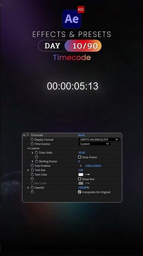 Day 10/90 – Timecode Effect | After Effects in 90 Days Challenge 🦋