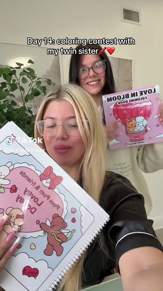 Coloring Contest with My Twin Sister - Day 14 Fun