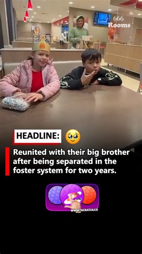 Hariom Tiwari on Instagram: "The viral clip shows two young siblings meeting their older brother after two years apart in U.S. foster care. Filmed inside a fast-food restaurant, their excitement over fries quickly turns into tears, hugs, and pure emotion. Beyond the happy moment, the video reflects a deeper reality: although most foster children have siblings, many are placed in separate homes. Studies show keeping siblings together reduces trauma and improves reunification—making this reunion e