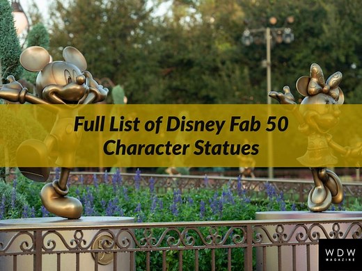 Full List of Disney Fab 50 Character Statues at Walt Disney World