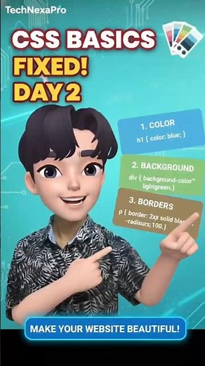 CSS basics Colors, Backgrounds & Borders I Day 2 CSS Series #technology #shorts #trending #fyp