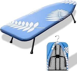 Amazon.com: SheeChung Mini Ironing Board 12"x32",Tabletop Ironing Boards with Removable Cotton Cover and Pad,Mesh Metal Base Iron Table,Foldable Small Ironing Board for Home Dorm Travel,Blue Leaf : Home & Kitchen