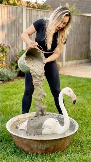 Stop Buying Garden Decor! Make This DIY Garden Flamingo With Cement 🦩🌿