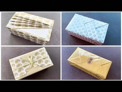 4 Easy Gift Wraps | DIY Gift Packing Idea | Rectangle Box Gift Wrap #giftwrapping
