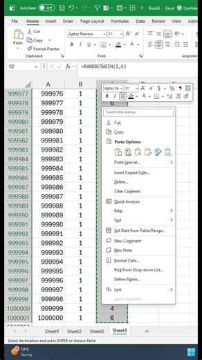 #excel Experiments 1 Million Dice Rolls