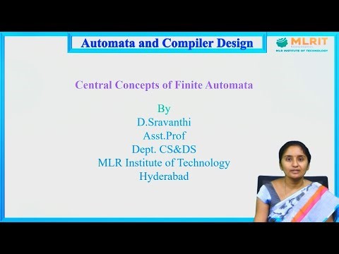 LEC02|Automata & Compiler Design | Central Concepts of Finite Automata Part-2 by Mrs. D. Sravanthi