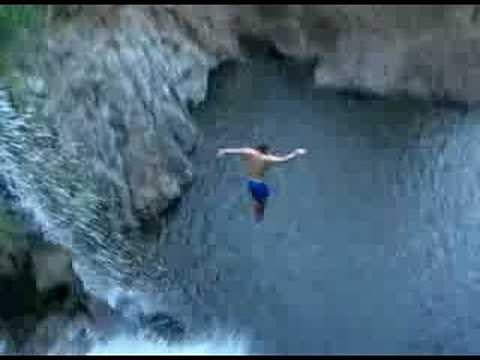 Cliff Jumping off Waterfall in Costa Rica