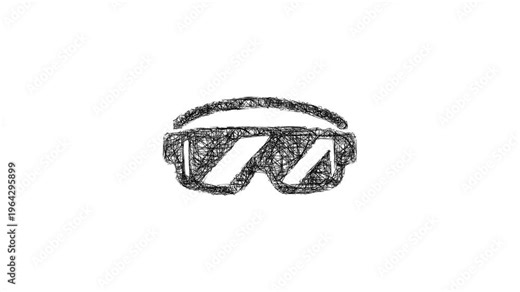 Sketch safety goggles icon animation - smooth progressive reveal