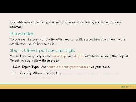 How to Display a Numeric Keyboard for Text Input in Android