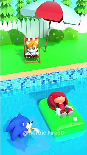 Knuckles Deflating Sonic's Pool Floaty #shorts #blenderanimation #funnyanimation