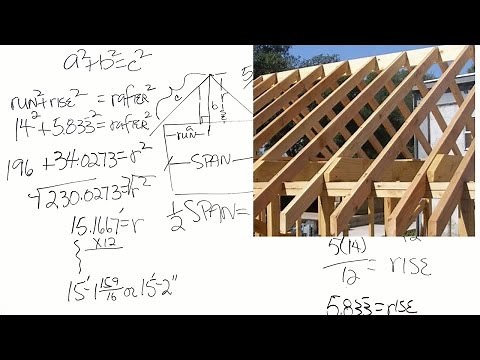 How to calculate the length of roof rafters (captioned)
