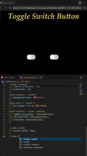 Toggle switch button | Html Css | #coding #design #programming #html #css #code #animation