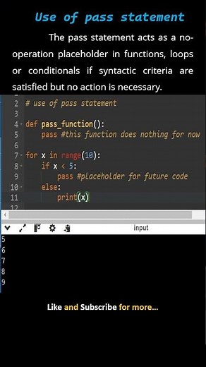 What is the pass Statement in Python? | Python Basics Explained #Shorts