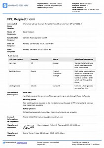 PPE Request Form Template: Better Than Word Doc, Excel, PDF