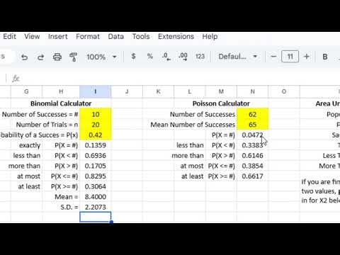 Excel Calculator Creation - Probability Distributions