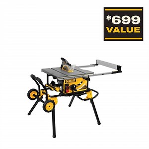 DEWALT 15 Amp Corded 10 in. Job Site Table Saw with Rolling Stand DWE7491RS