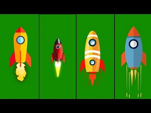 Animated rocket spacecraft space shuttle launching flying