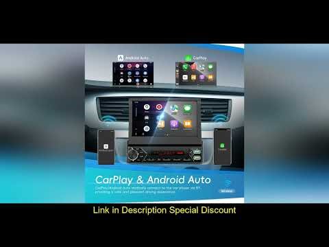 Podofo Automatic/Manual Retractable Screen 1Din 7'' MP5 Player Wireless Carplay Android Auto DAB+